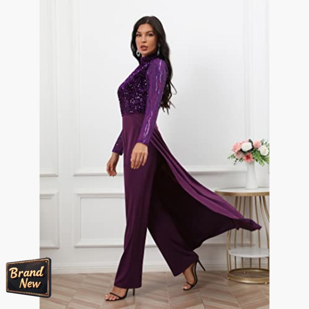 Sequined Patchwork Jumpsuit High Waist Romper Wom… - image 3